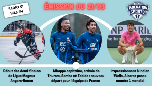 Emission sportive locale et nationale G!nération sports du 21 03 2023